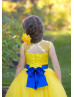 Yellow Tulle Lace Keyhole Back Flower Girl Dress